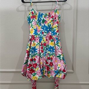 B.Smart Size 5 Multicolor Bright Floral Corsette style pleated bubble mini dress